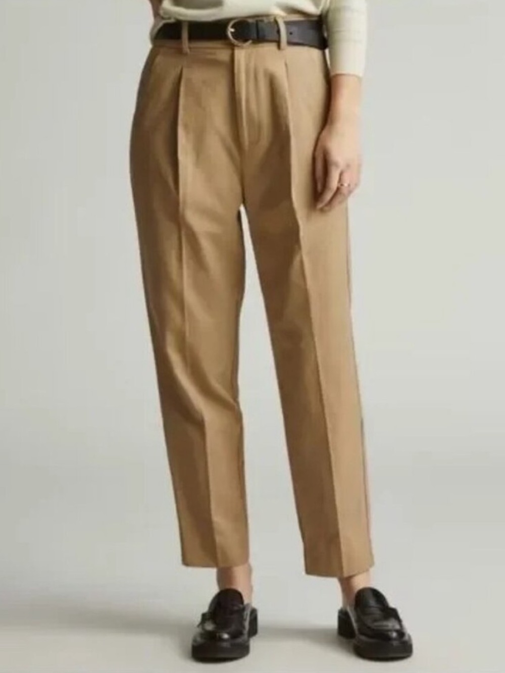 NWT Everlane Tencel Way High Tapered Pant Tan Khaki Trousers Women’s Size 14 NEW